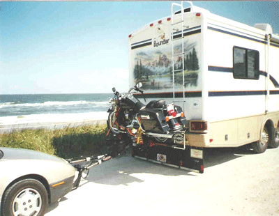 Flat towing with motorcycle carrier